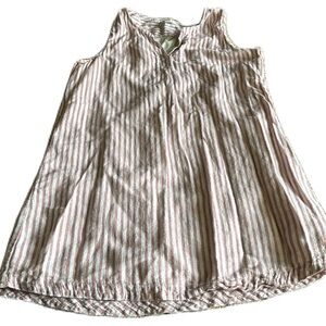 BeachLunchLounge L Women's V-Neck Sleeveless Pink/White Striped Dress Lined EUC